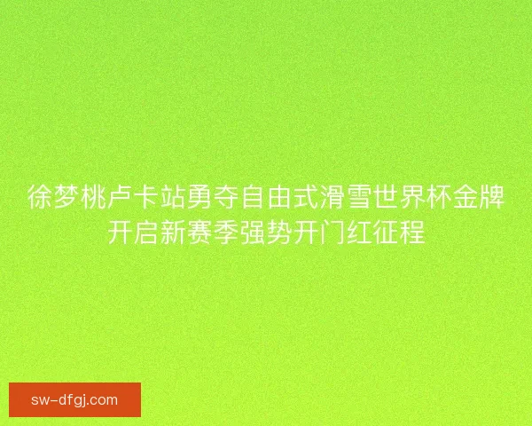 徐梦桃卢卡站勇夺自由式滑雪世界杯金牌开启新赛季强势开门红征程